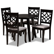 Baxton Studio Mya Modern and Contemporary Grey Fabric Upholstered and Dark Brown Finished Wood 5-Piece Dining Set